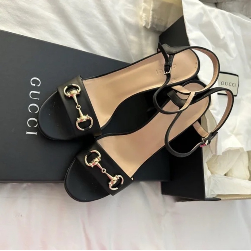 Gucci classic Horsebit sandals Black size 38 NEW IN BOX
